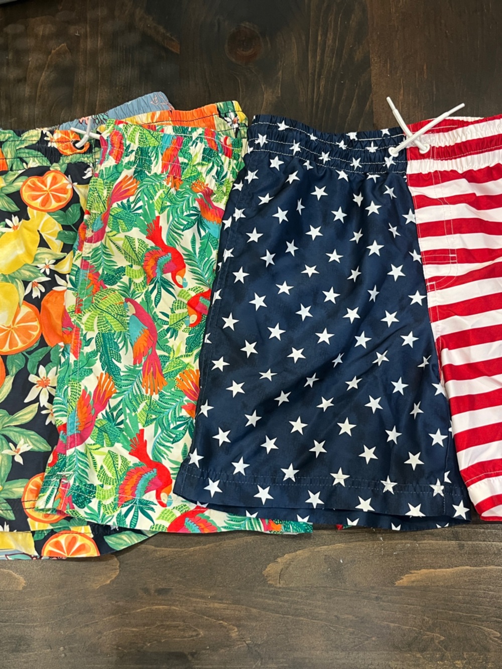 Boys XL Assorted Printed Swim Trunks - Stars, Stripes, Tropical & Citrus, Sponge